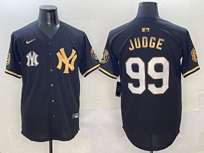 Men New York Yankees 99 Judge Black Gold Five generations Nike 2025 MLB Jersey style 9